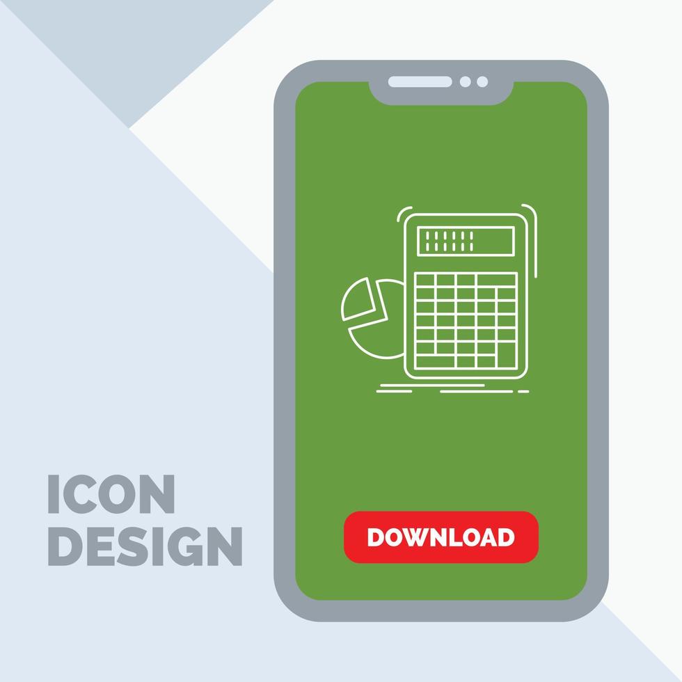 calculator. calculation. math. progress. graph Line Icon in Mobile for Download Page vector