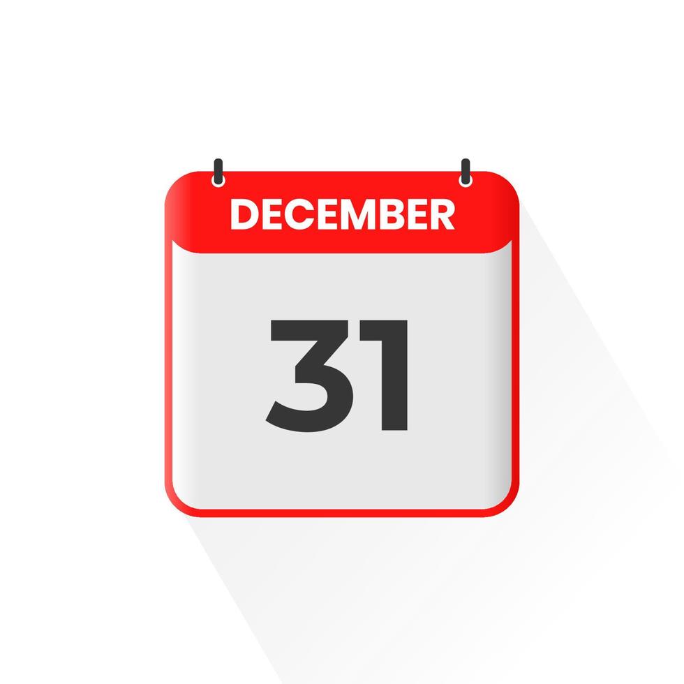 31st December calendar icon. December 31 calendar Date Month icon vector illustrator