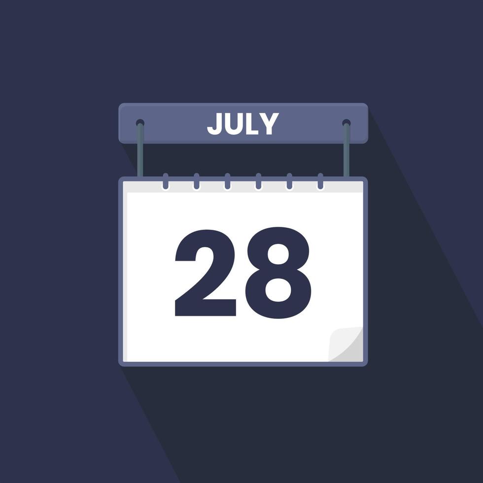 28th July calendar icon. July 28 calendar Date Month icon vector illustrator