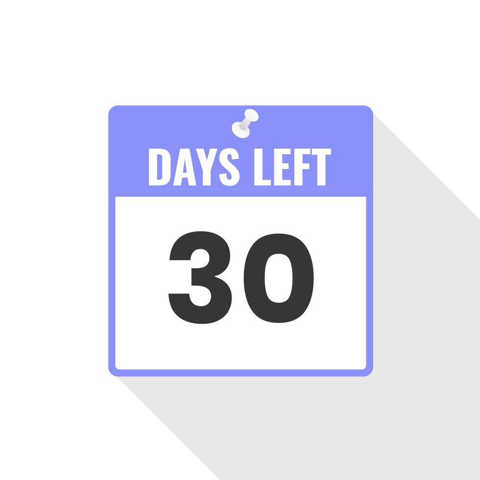 30 Days Left Countdown sales icon. 30 days left to go Promotional banner vector