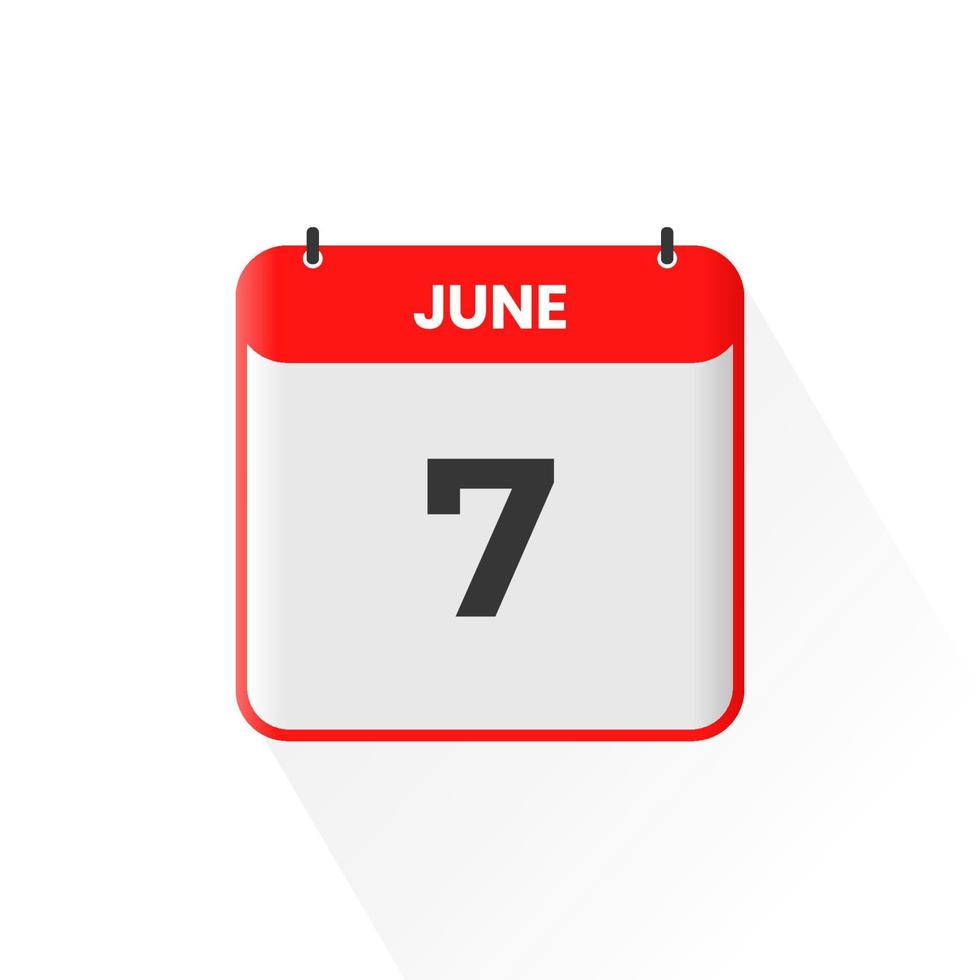 7th June calendar icon June 7 calendar Date Month icon vector 7th June calendar icon June 7 calendar Date Month icon vector