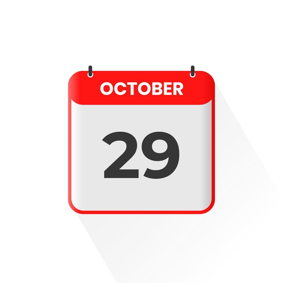 29th October calendar icon. October 29 calendar Date Month icon vector illustrator