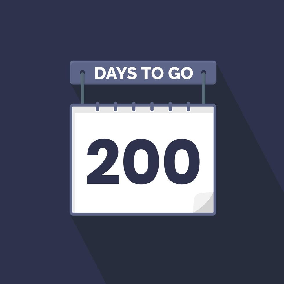 Quedan 200 días de cuenta regresiva para la promoción de ventas. Quedan 200 días para el banner de ventas promocionales. vector