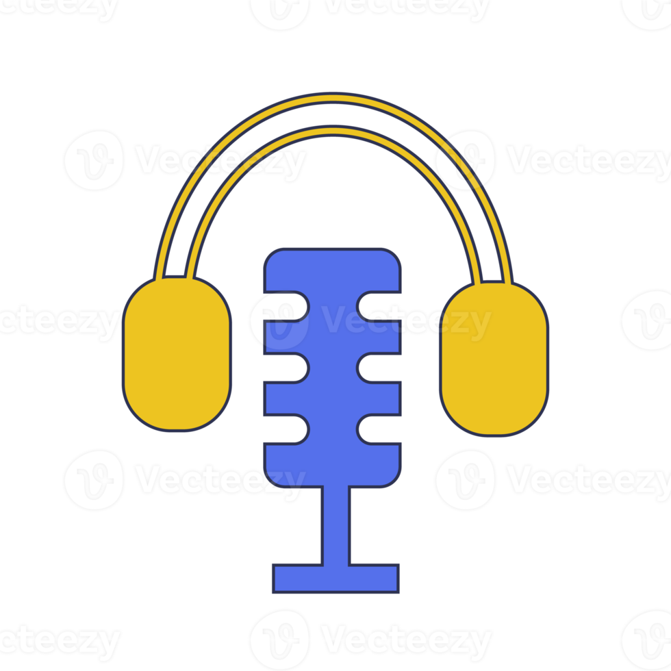 accessoires podcast icône casque et microphone à des fins de contenu png