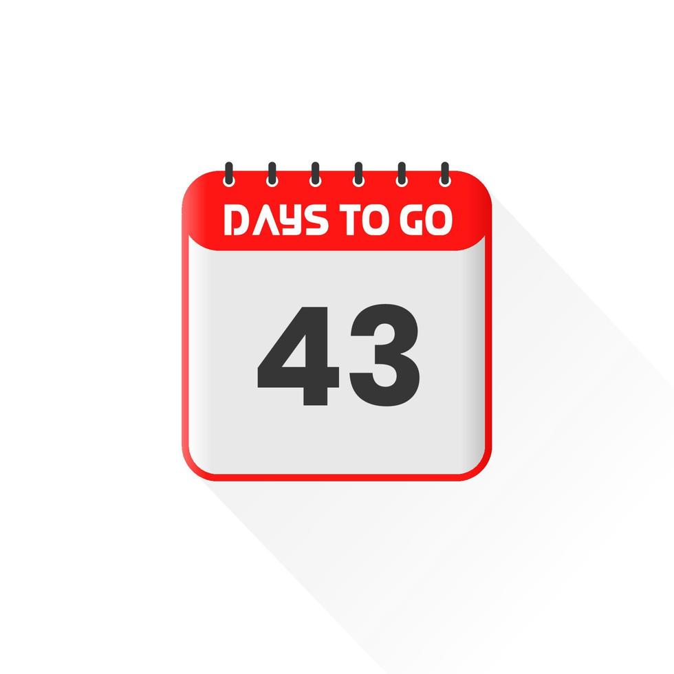 Countdown icon 43 Days Left for sales promotion. Promotional sales banner 43 days left to go vector