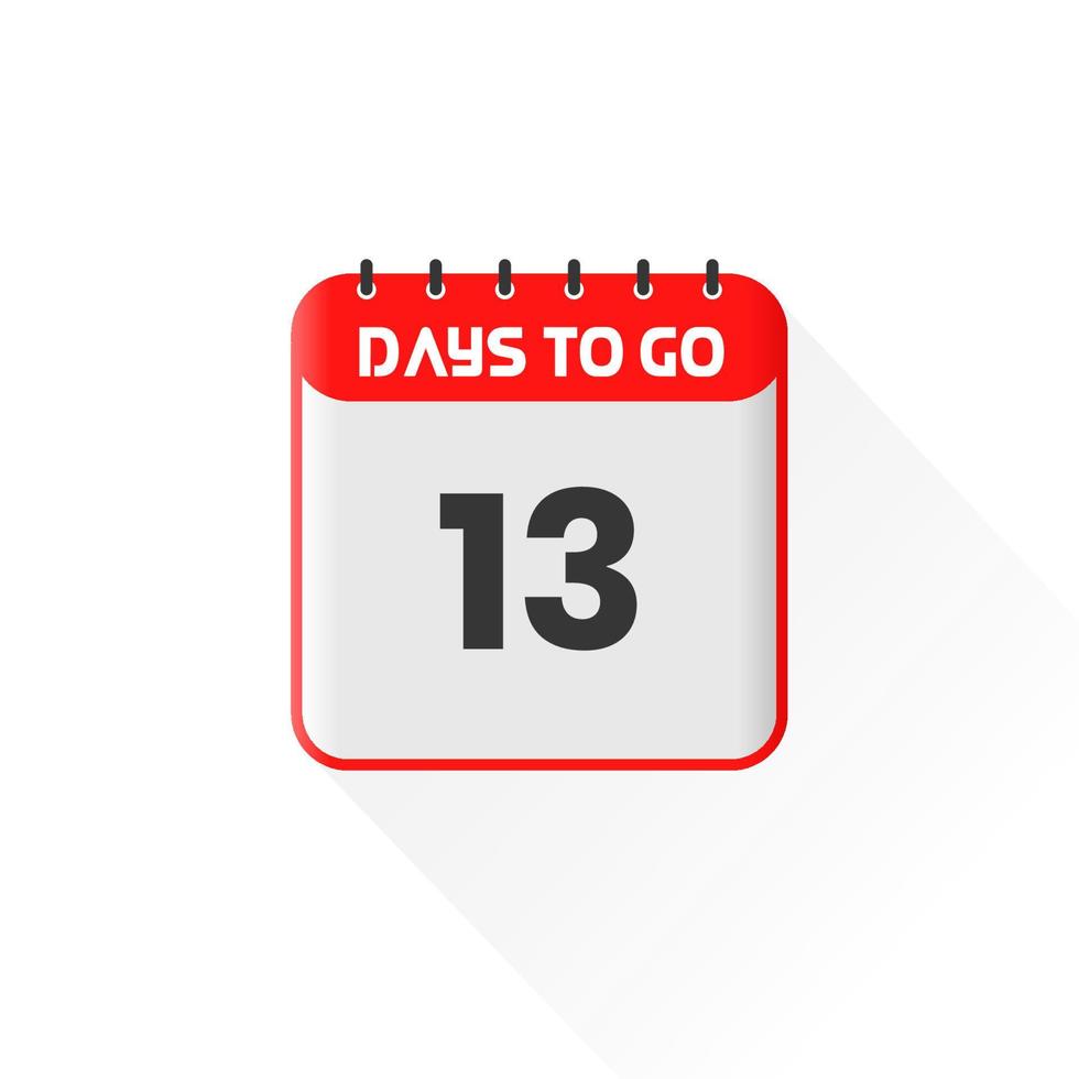 Countdown icon 13 Days Left for sales promotion. Promotional sales banner 13 days left to go vector