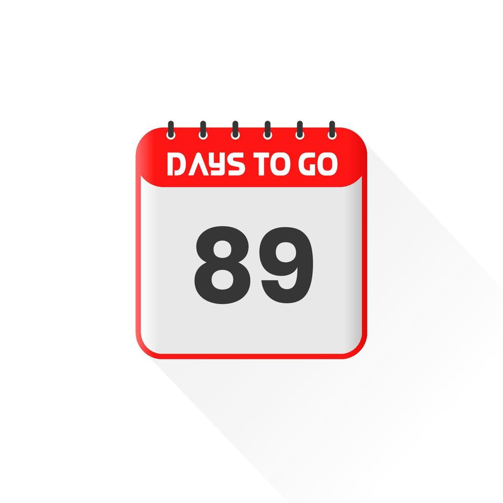 icono de cuenta regresiva Quedan 89 días para la promoción de ventas. banner promocional de ventas quedan 89 días para ir vector