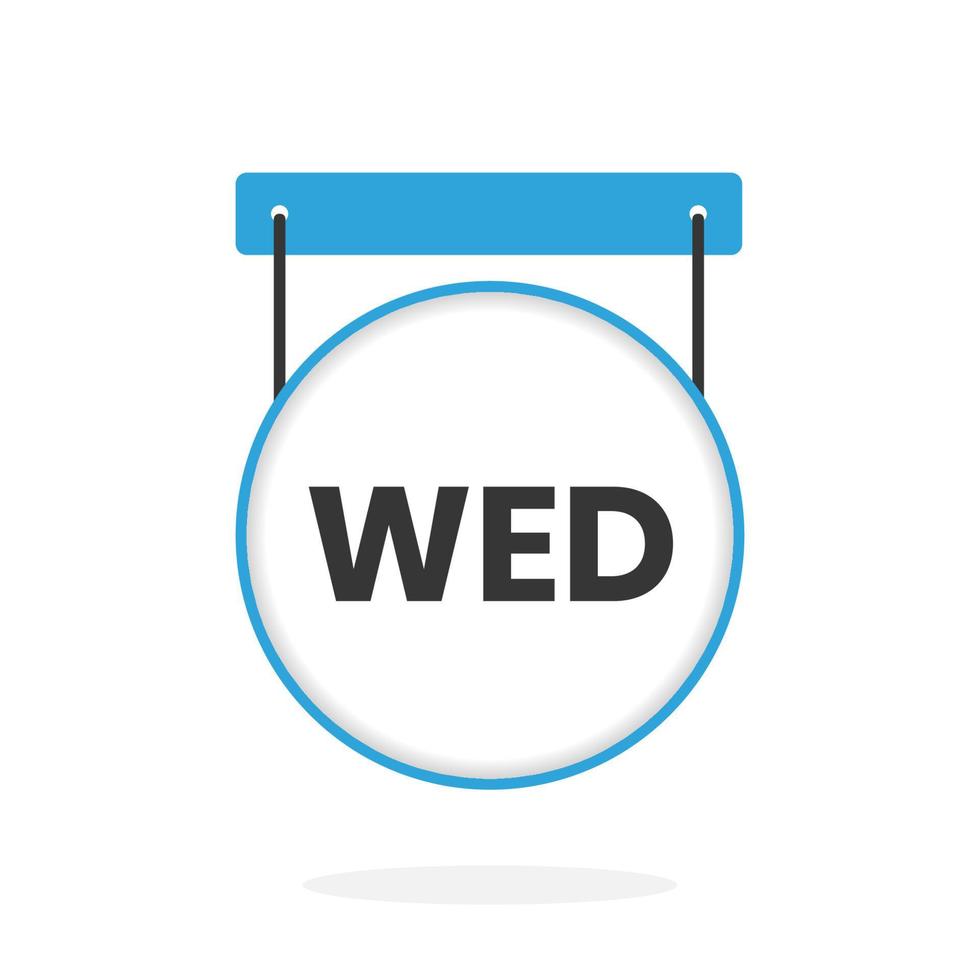 Wednesday calendar icon to do list,  day of the week schedule work sign for personal organizer vector illustration