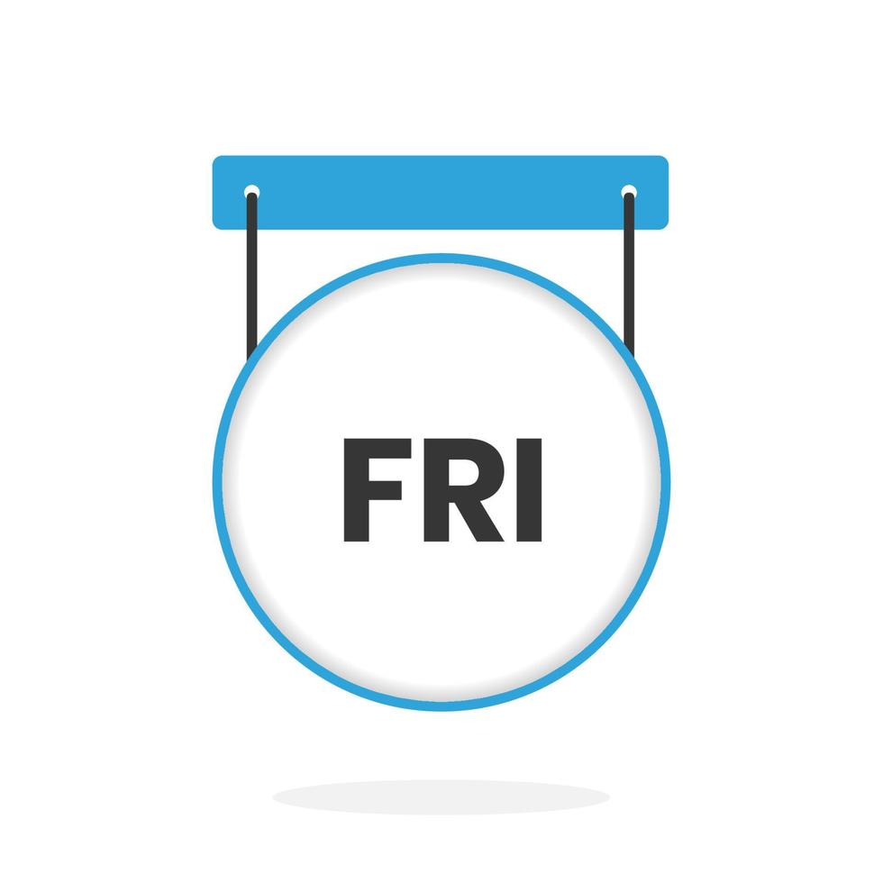 Friday calendar icon to do list,  day of the week schedule work sign for personal organizer vector illustration