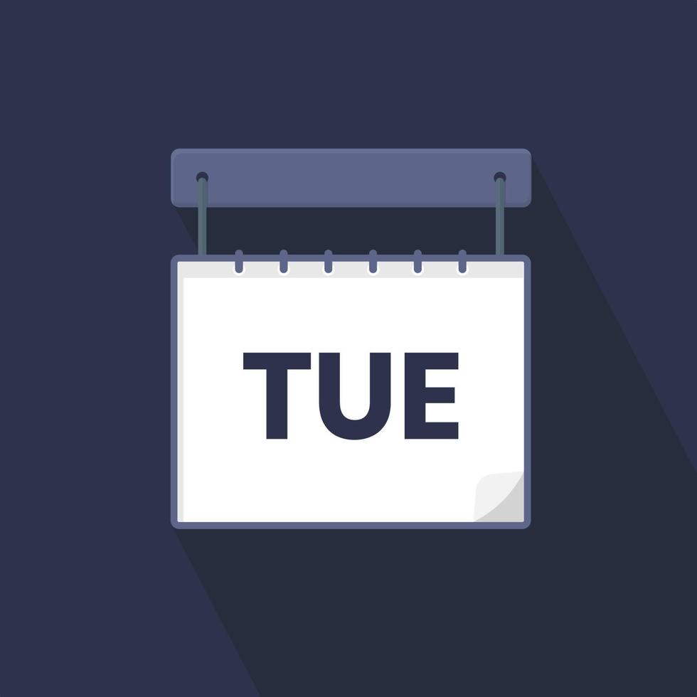 Tuesday calendar icon, day of the week for schedule work sign vector
