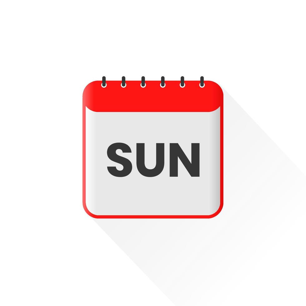 Sunday calendar icon, day of the week for schedule work sign vector