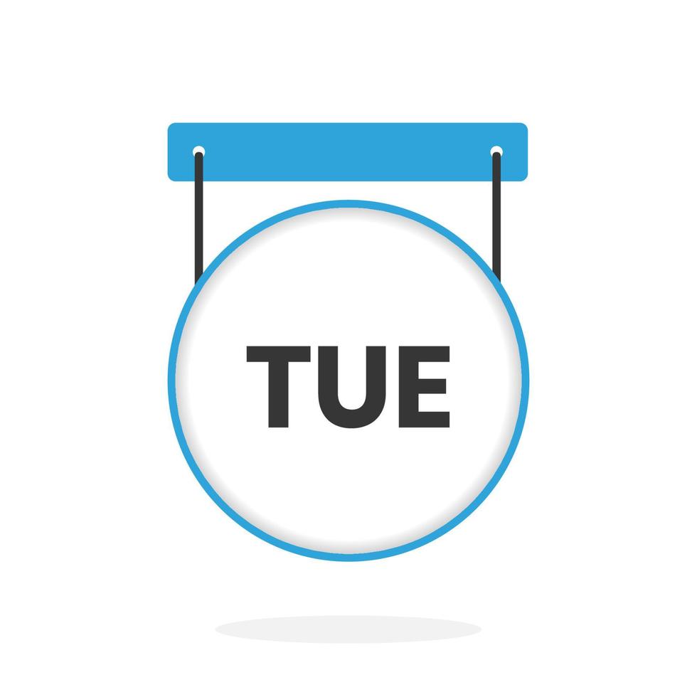 Tuesday calendar icon to do list,  day of the week schedule work sign for personal organizer vector illustration