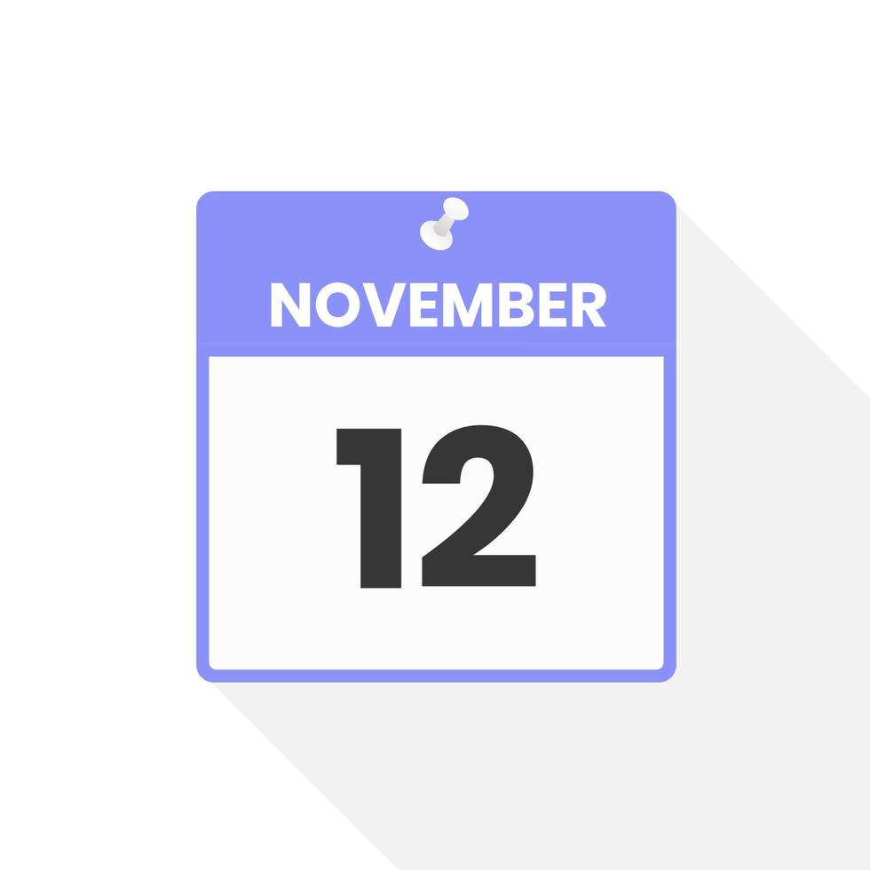 November 12 calendar icon. Date,  Month calendar icon vector illustration