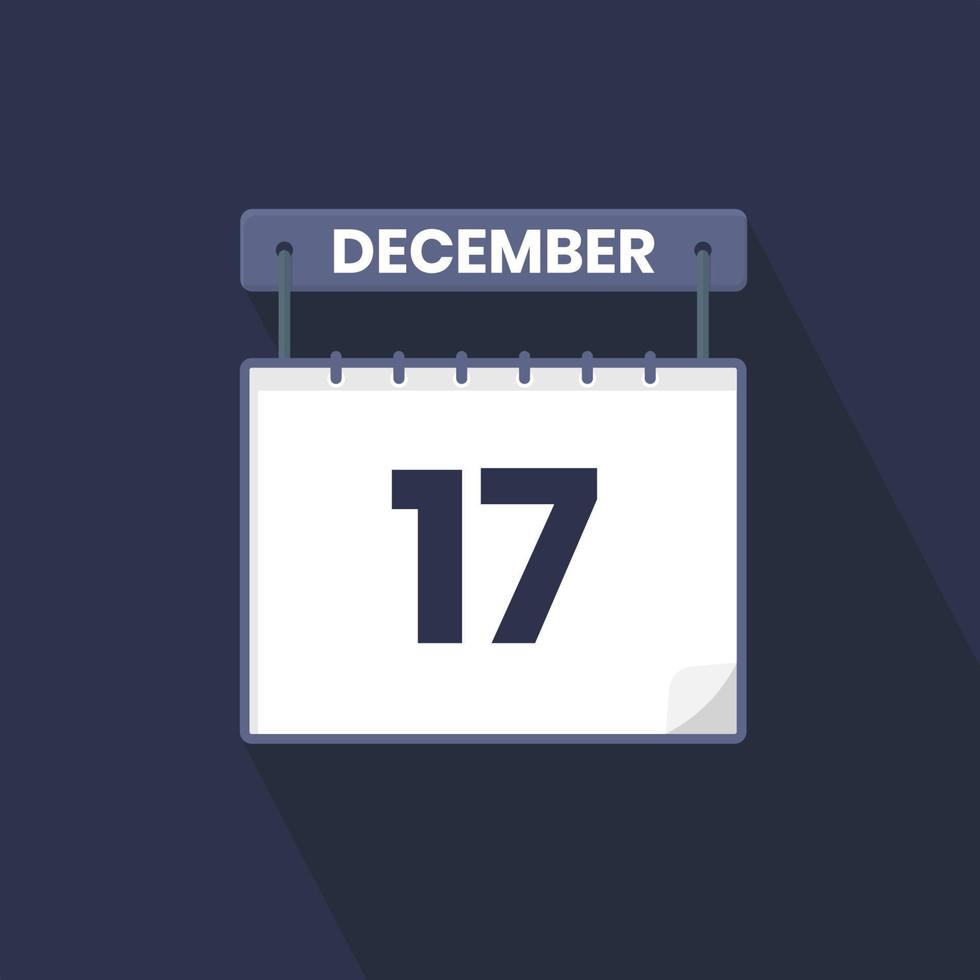 17th December calendar icon. December 17 calendar Date Month icon vector illustrator