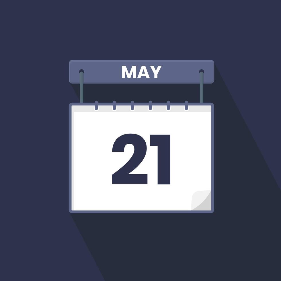 21st May calendar icon. May 21 calendar Date Month icon vector illustrator