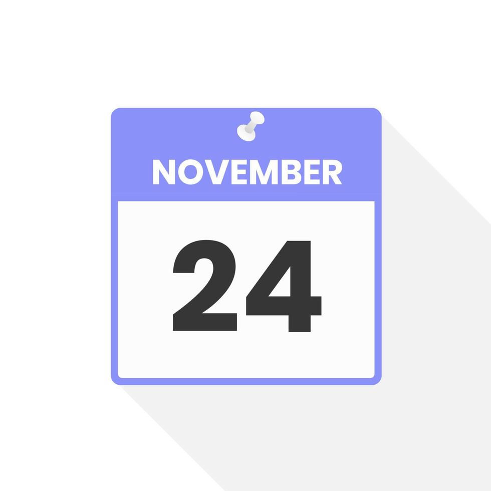 November 24 calendar icon. Date,  Month calendar icon vector illustration