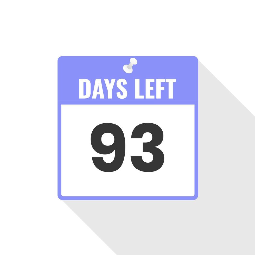 93 Days Left Countdown sales icon. 93 days left to go Promotional banner vector