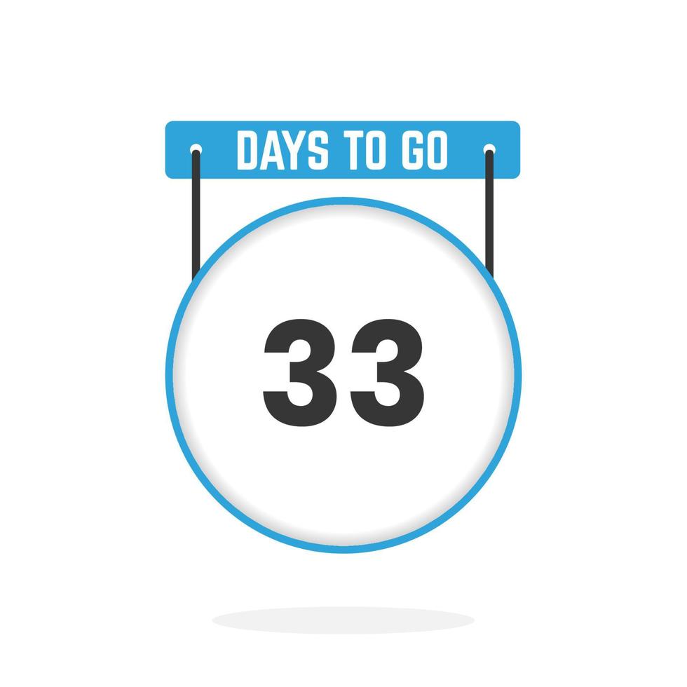 Faltan 33 días de cuenta regresiva para la promoción de ventas. Quedan 33 días para el banner de ventas promocionales. vector