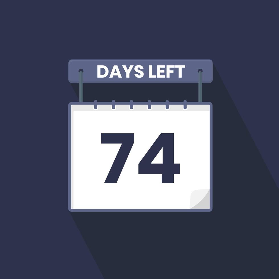 Quedan 74 días de cuenta regresiva para la promoción de ventas. Quedan 74 días para el banner de ventas promocionales. vector