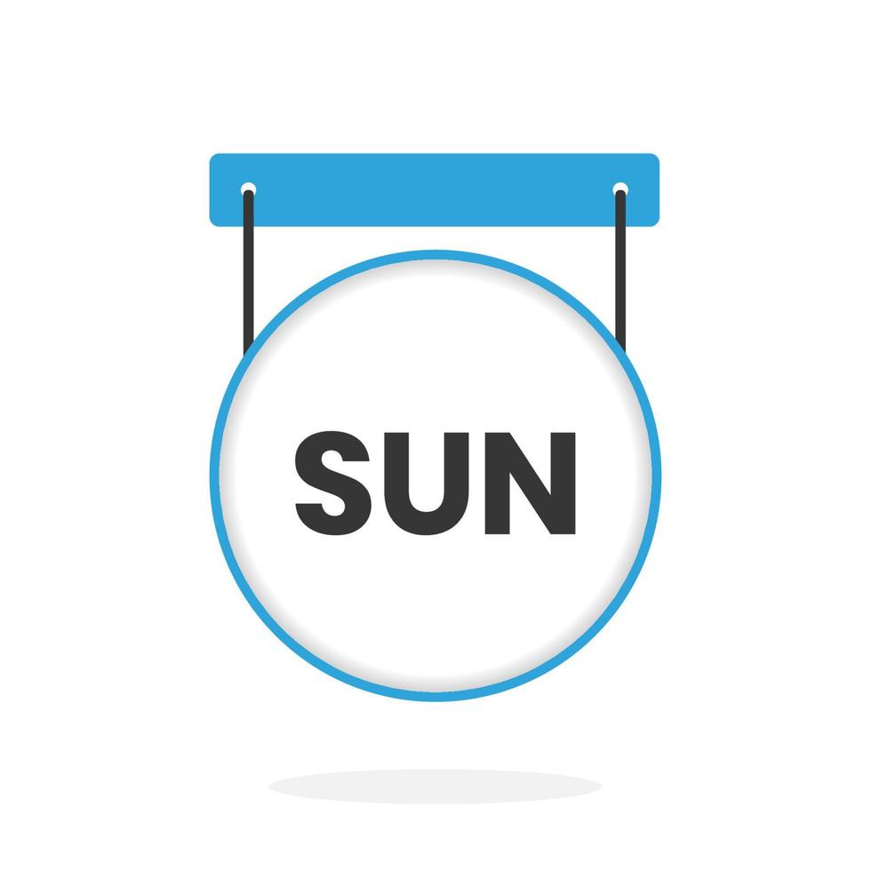 Sunday calendar icon to do list,  day of the week schedule work sign for personal organizer vector illustration