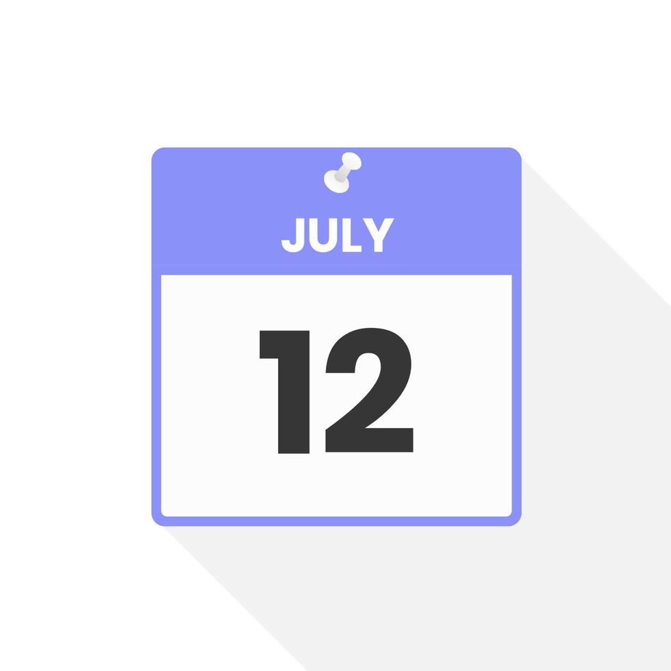 July 12 calendar icon. Date,  Month calendar icon vector illustration