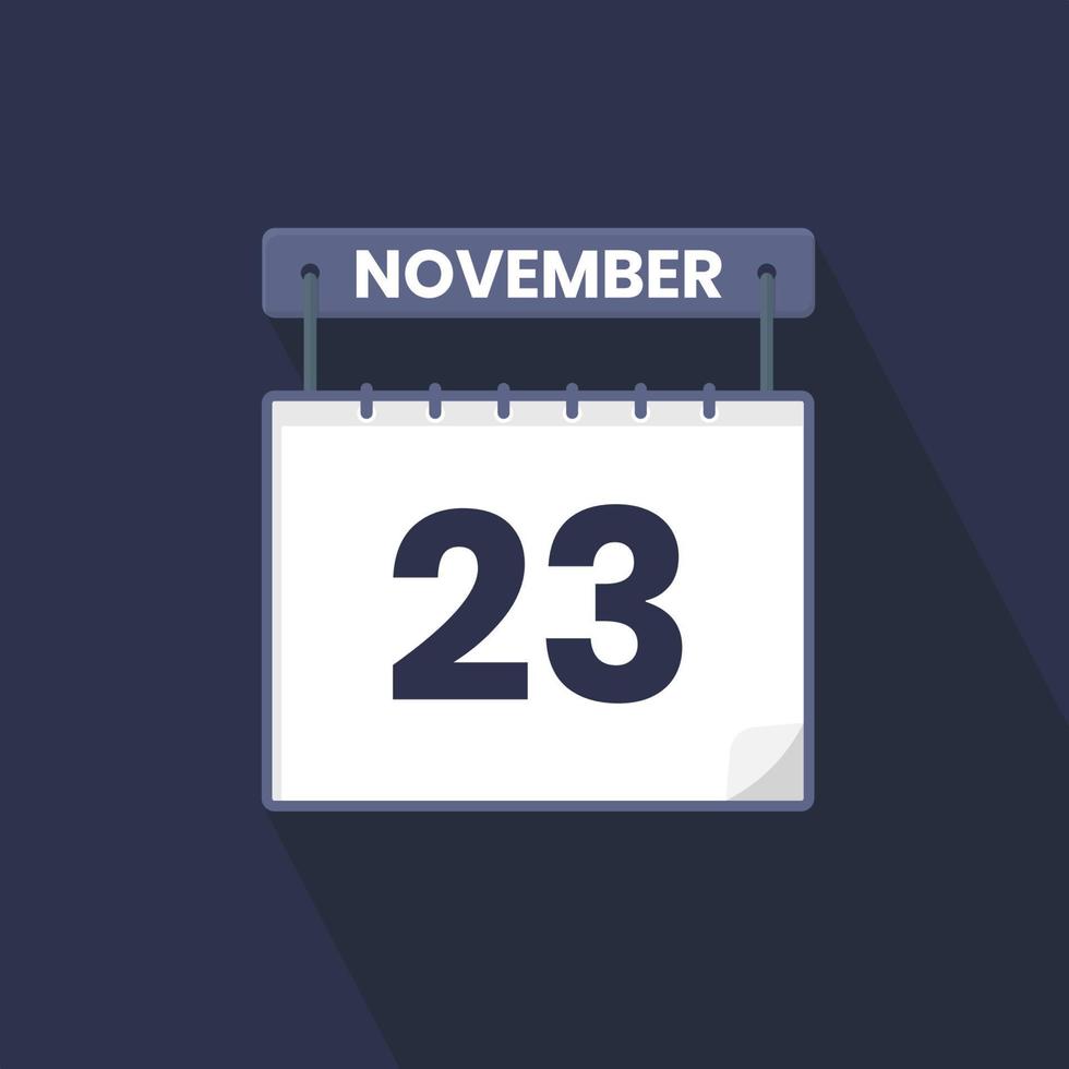 23rd November calendar icon. November 23 calendar Date Month icon