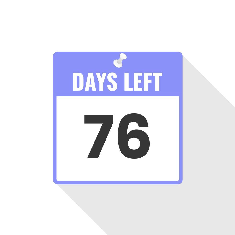 Quedan 76 días icono de ventas de cuenta regresiva. Quedan 76 días para el banner promocional. vector