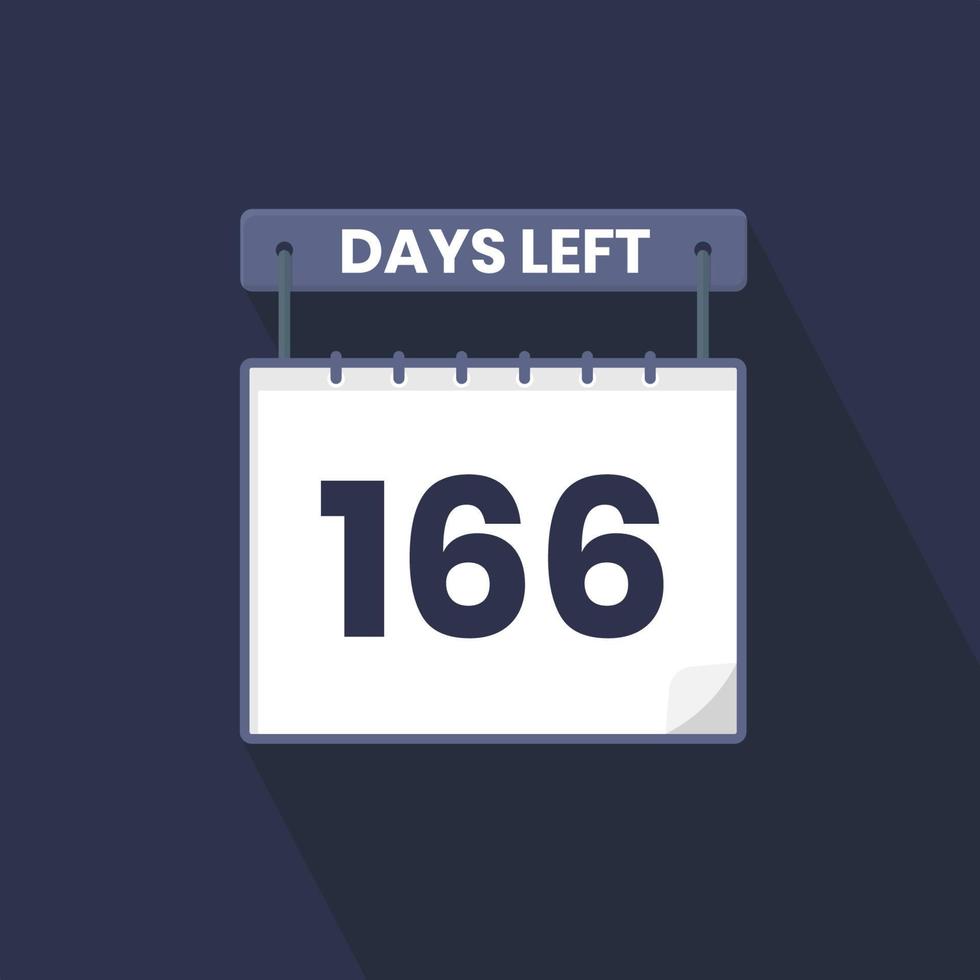 166 Days Left Countdown for sales promotion. 166 days left to go Promotional sales banner vector