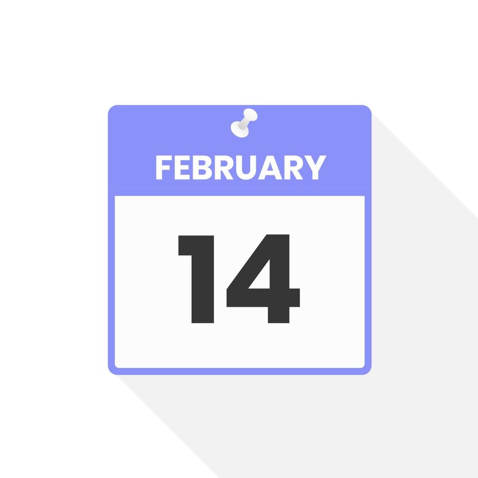 icono de calendario del 14 de febrero. fecha, mes calendario icono vector ilustración