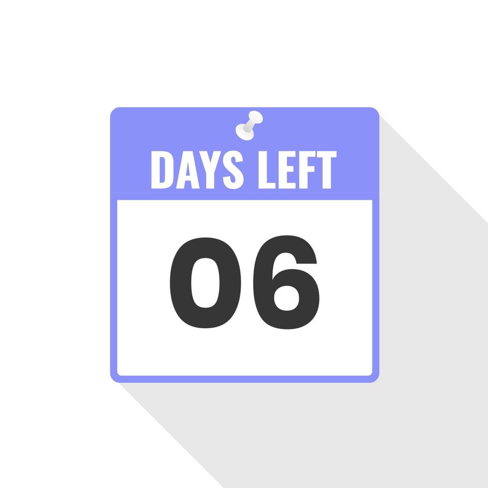 6 Days Left Countdown sales icon. 6 days left to go Promotional banner vector