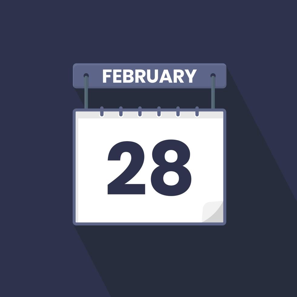 28th February calendar icon. February 28 calendar Date Month icon vector illustrator