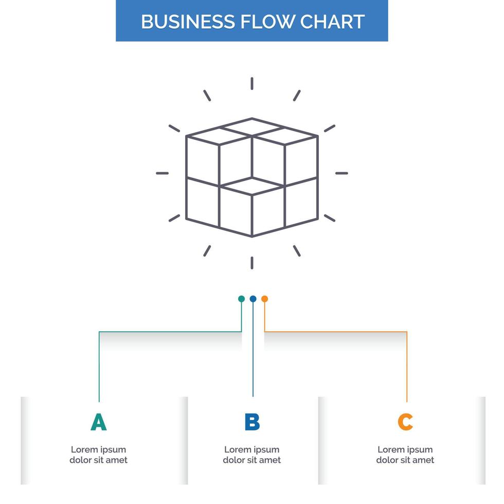 box. labyrinth. puzzle. solution. cube Business Flow Chart Design with 3 Steps. Line Icon For Presentation Background Template Place for text vector