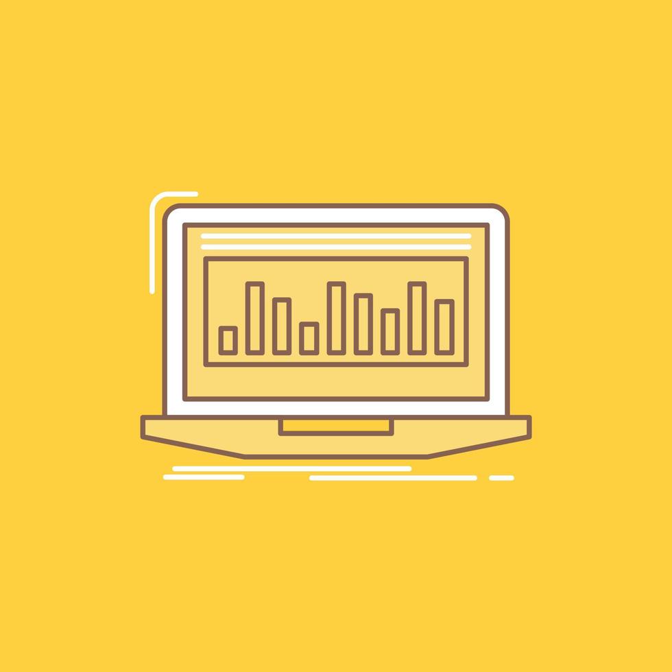 Data. financial. index. monitoring. stock Flat Line Filled Icon. Beautiful Logo button over yellow background for UI and UX. website or mobile application vector