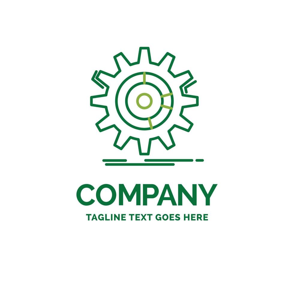 setting. data. management. process. progress Flat Business Logo template. Creative Green Brand Name Design. vector