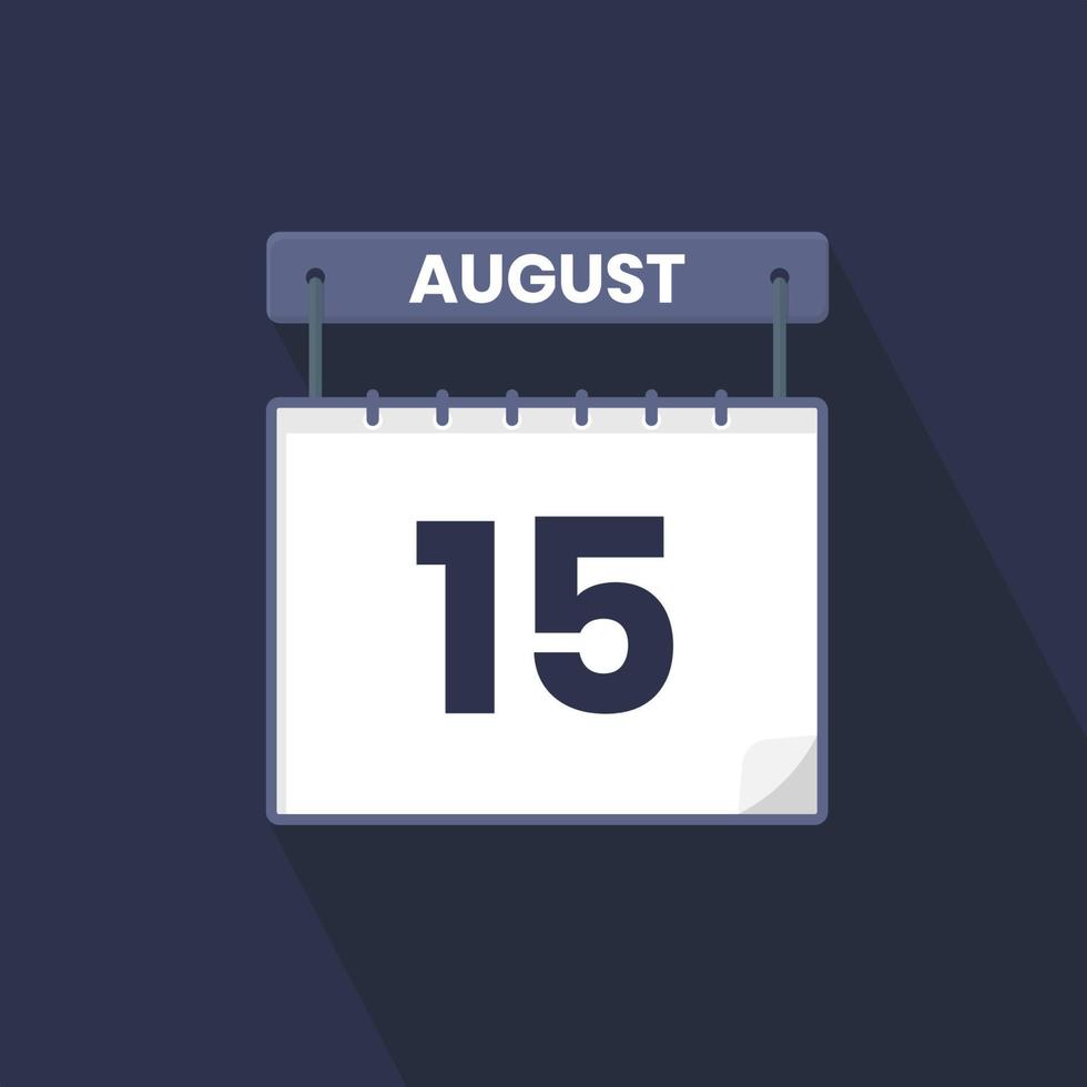 15th August calendar icon. August 15 calendar Date Month icon vector illustrator