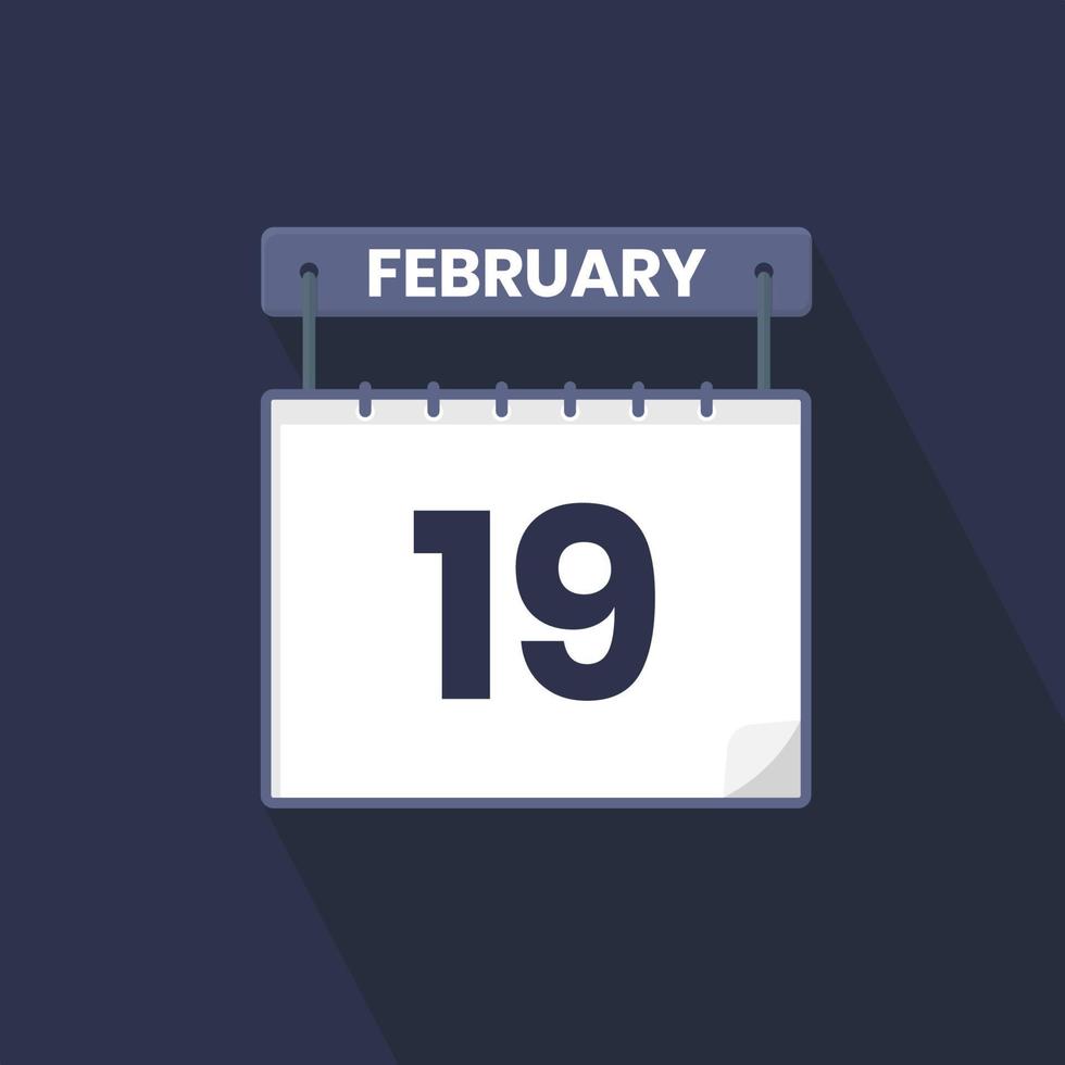 19th February calendar icon. February 19 calendar Date Month icon