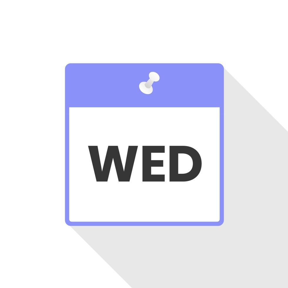 Wednesday calendar icon to do list,  day of the week schedule work sign for personal organizer vector illustration