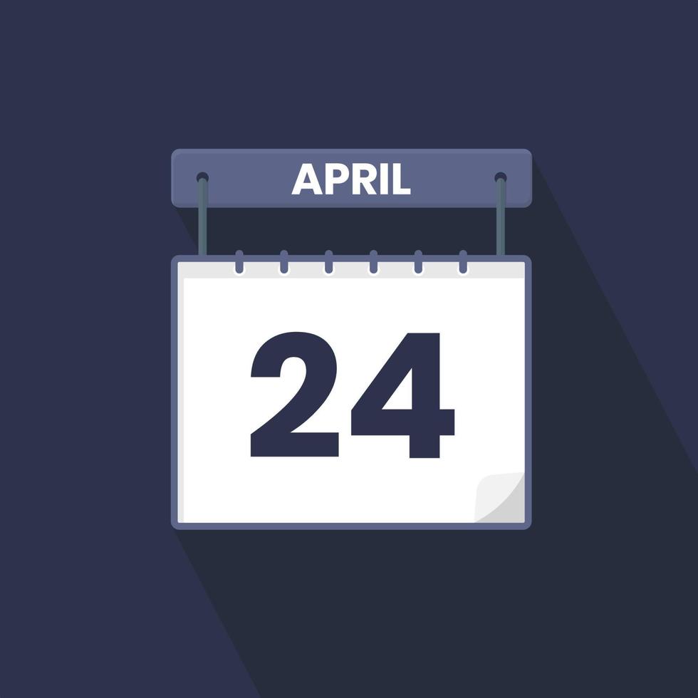 24th April calendar icon. April 24 calendar Date Month icon vector illustrator