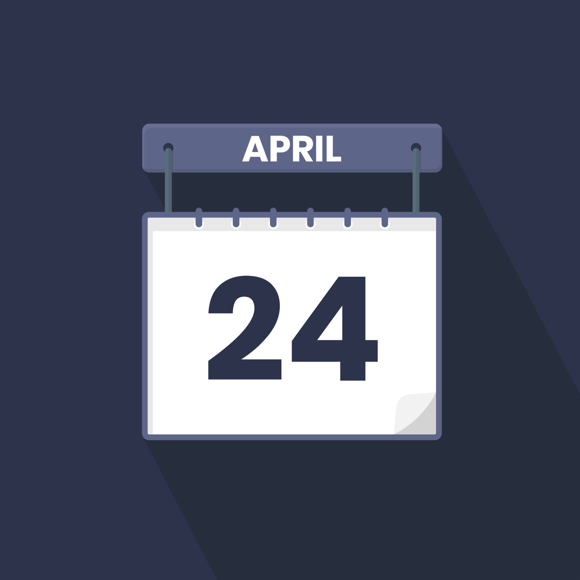 24th April calendar icon. April 24 calendar Date Month icon vector