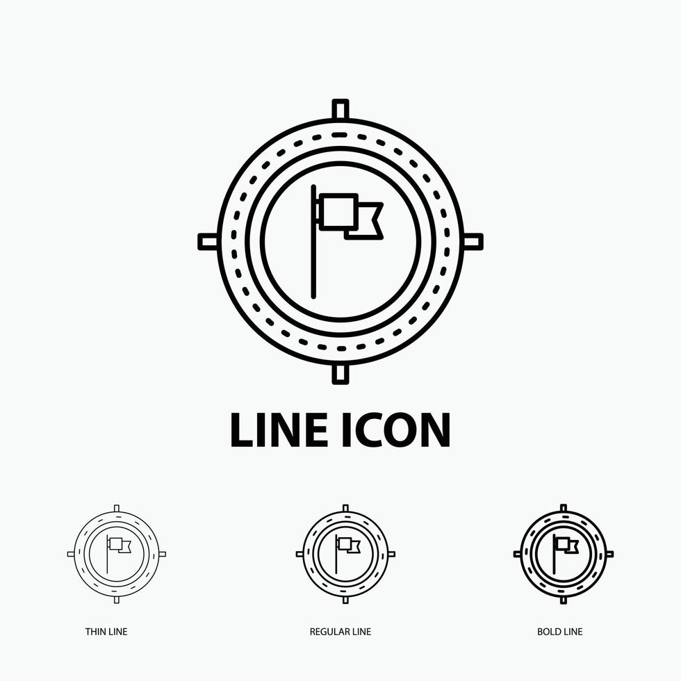 Aim. business. deadline. flag. focus Icon in Thin. Regular and Bold Line Style. Vector illustration