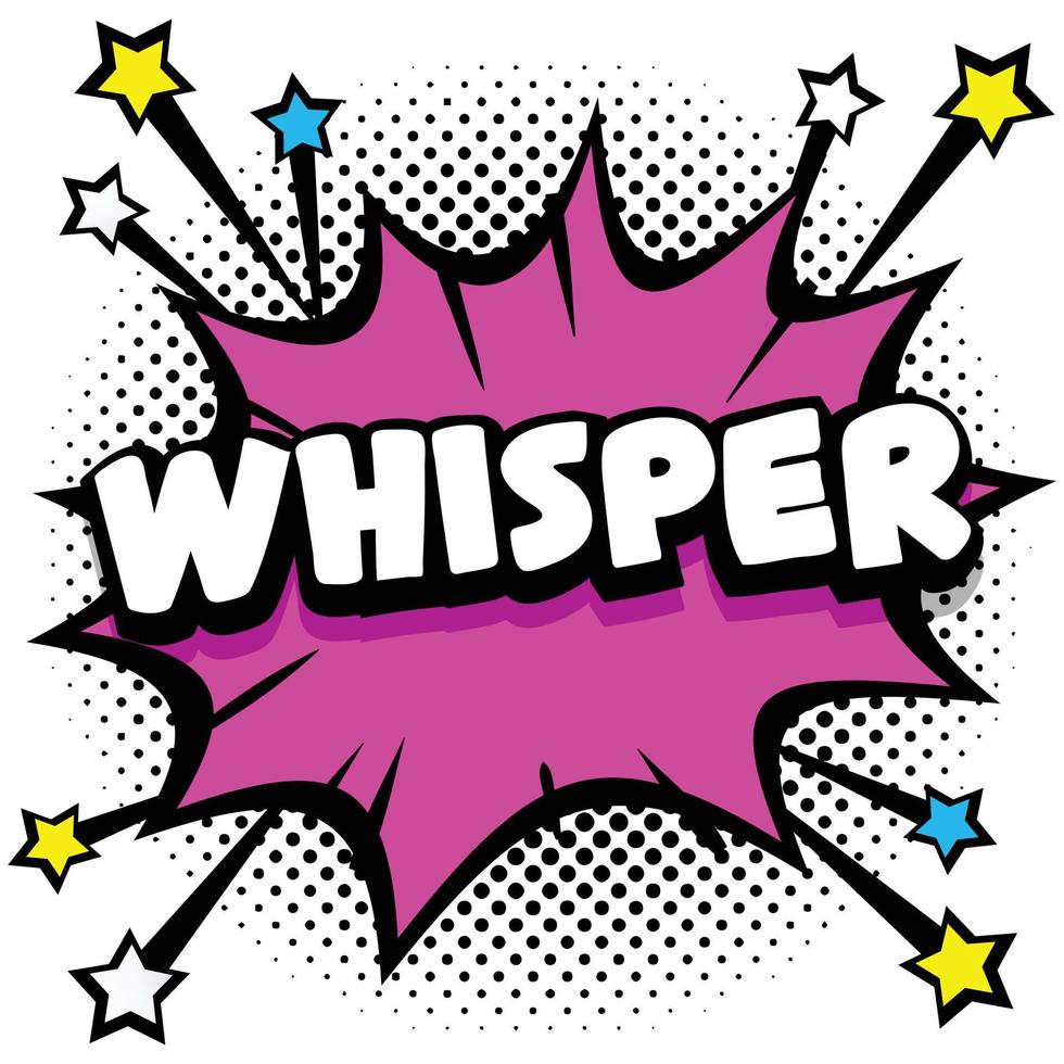 whisper Pop art comic speech bubbles book sound effects vector