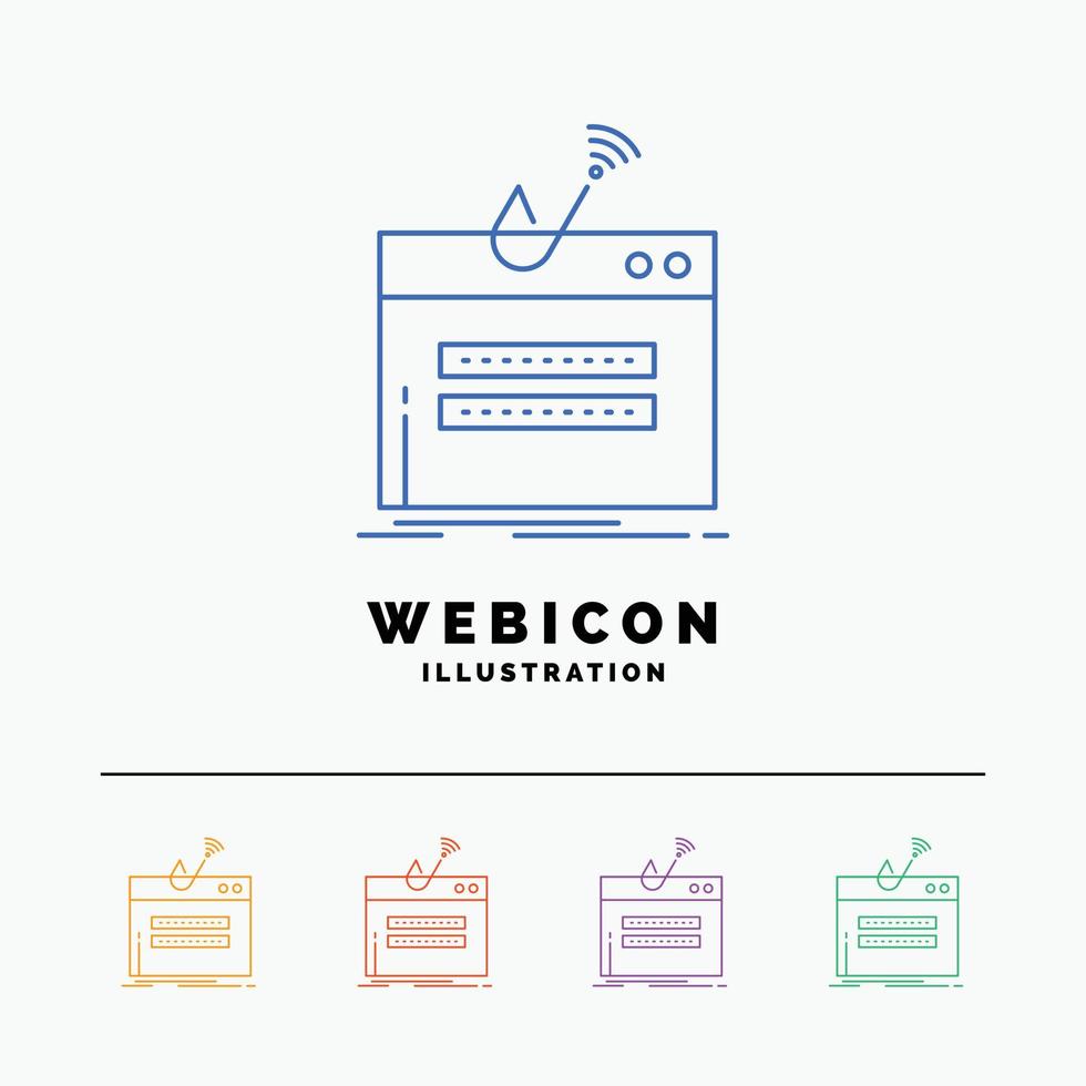 fraud. internet. login. password. theft 5 Color Line Web Icon Template isolated on white. Vector illustration