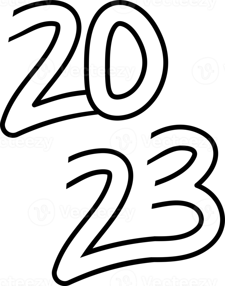 2023 gelukkig nieuw jaar numeriek. contour aantal ontwerp png