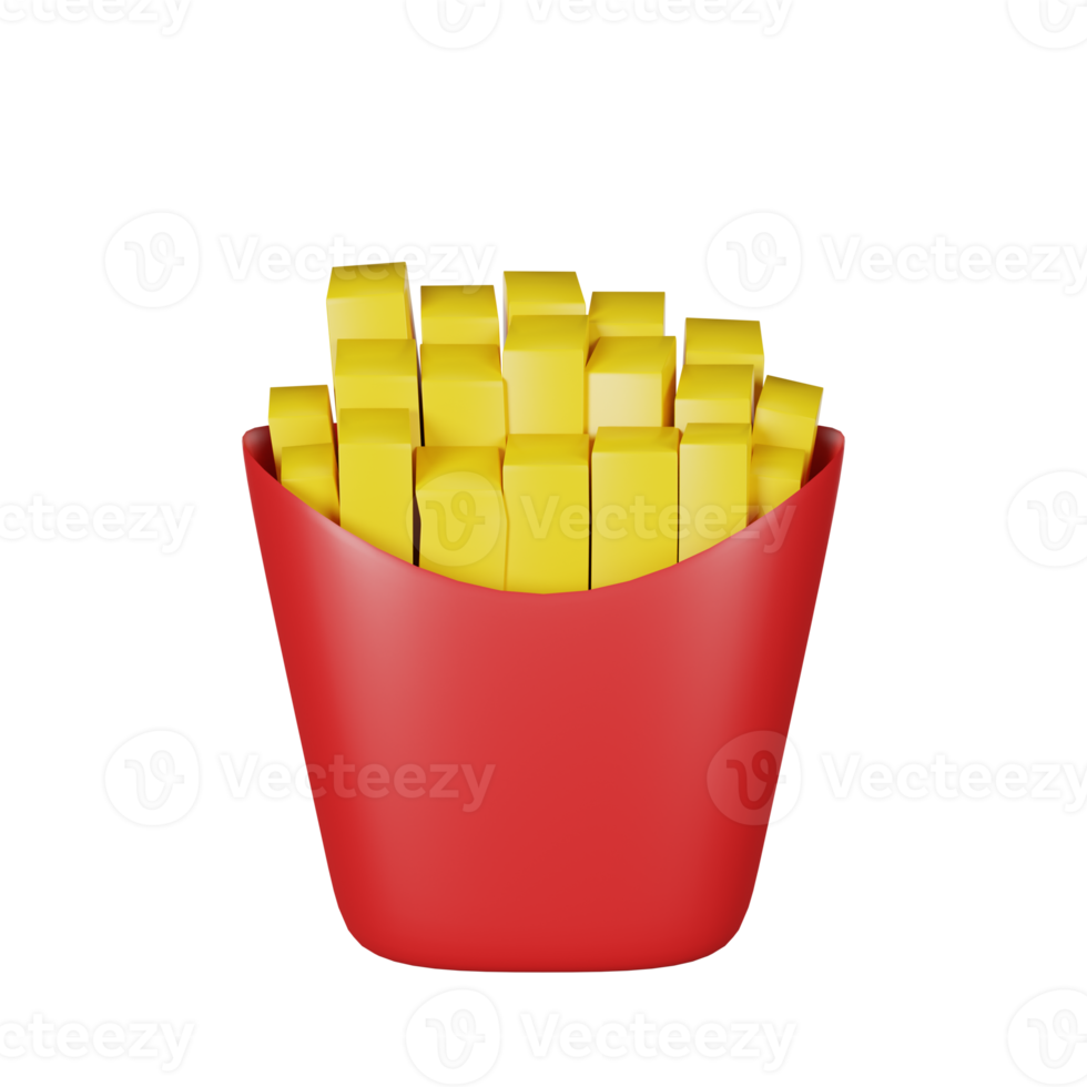 3d rendering of french fries junk food icon png