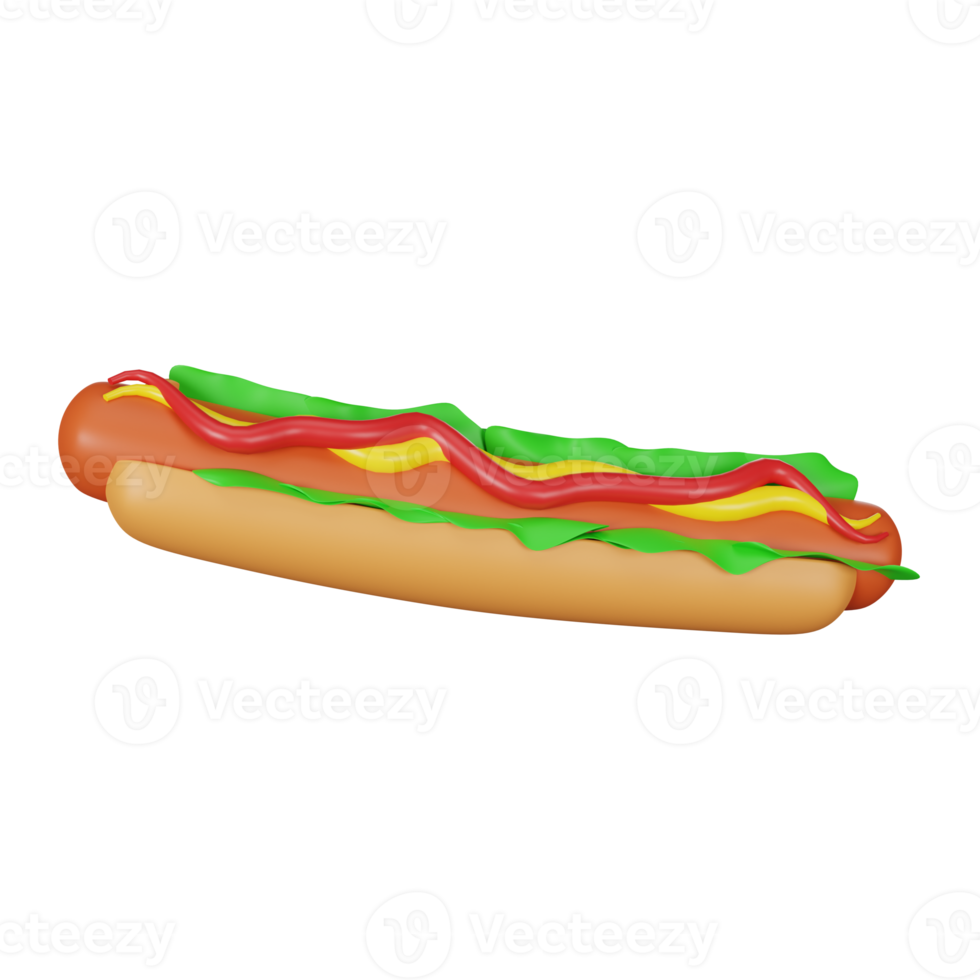 3d rendering of hot dog junk food icon png