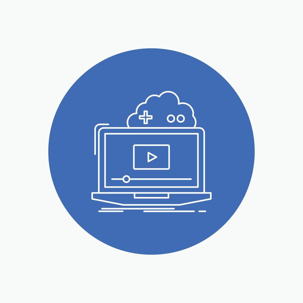 Cloud. game. online. streaming. video White Line Icon in Circle background. vector icon illustration