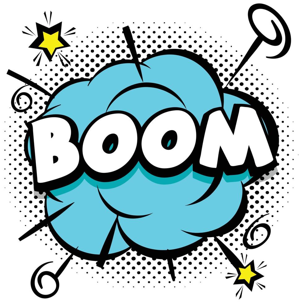 boom Comic bright template with speech bubbles on colorful frames vector