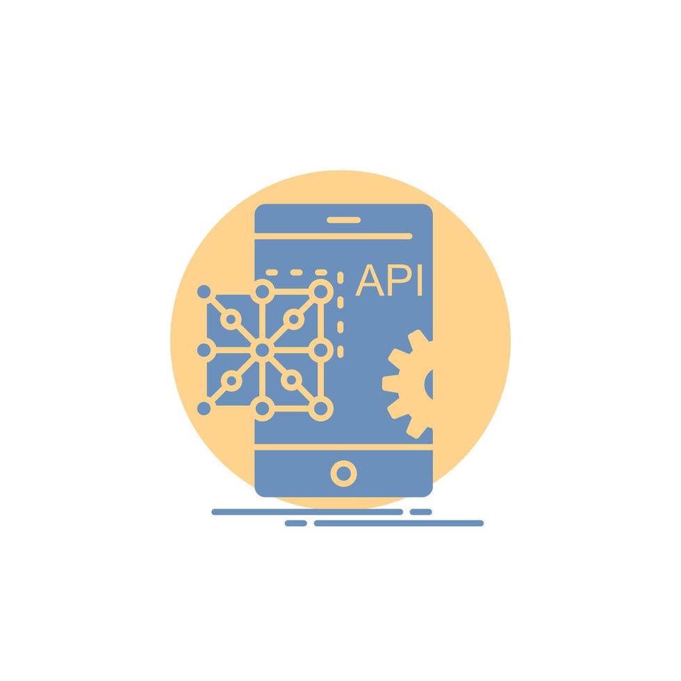 Api. Application. coding. Development. Mobile Glyph Icon. vector