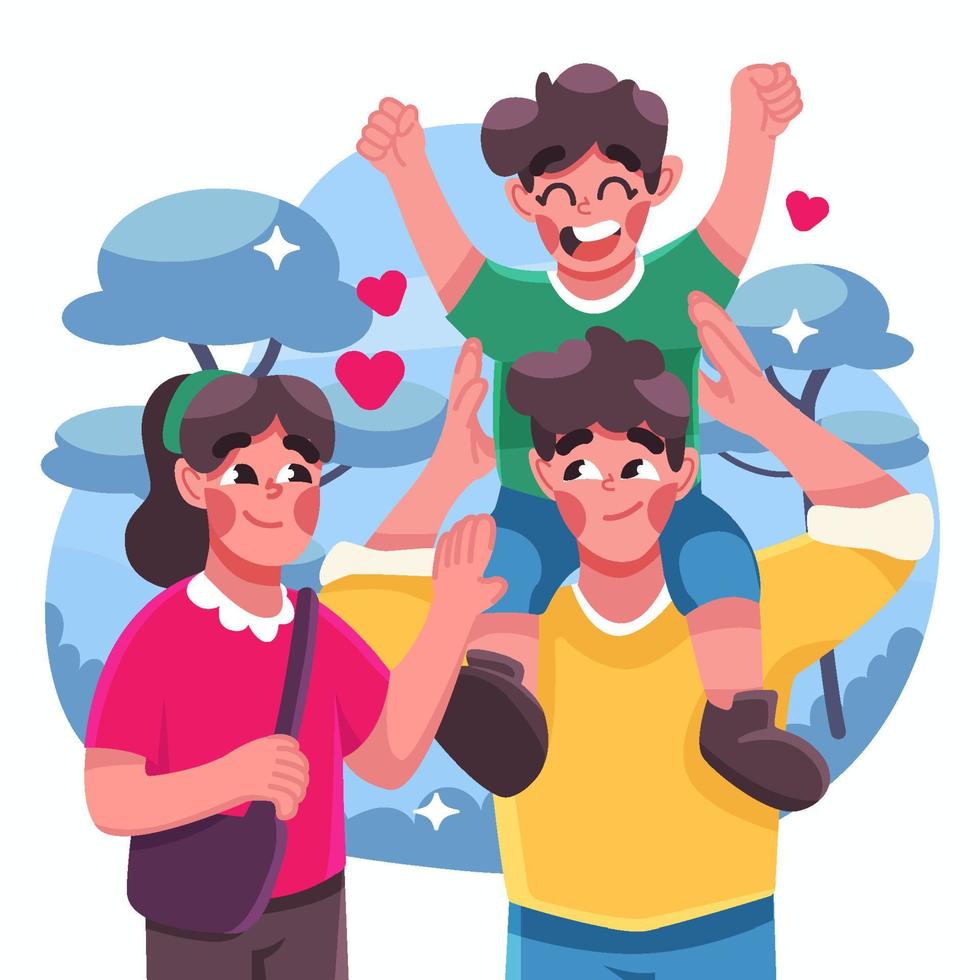 Cute Family Having a Quality Time in Holiday vector