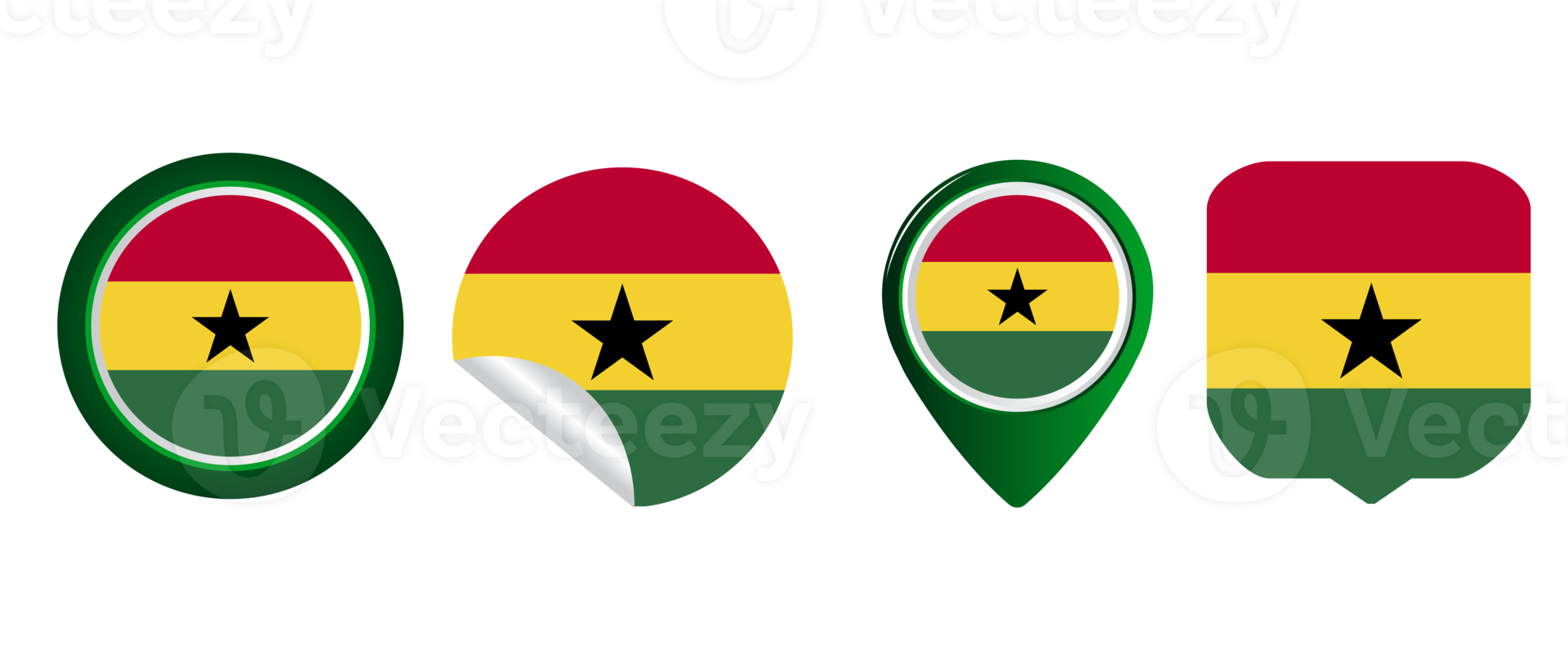 Ghana flag flat icon symbol illustration png